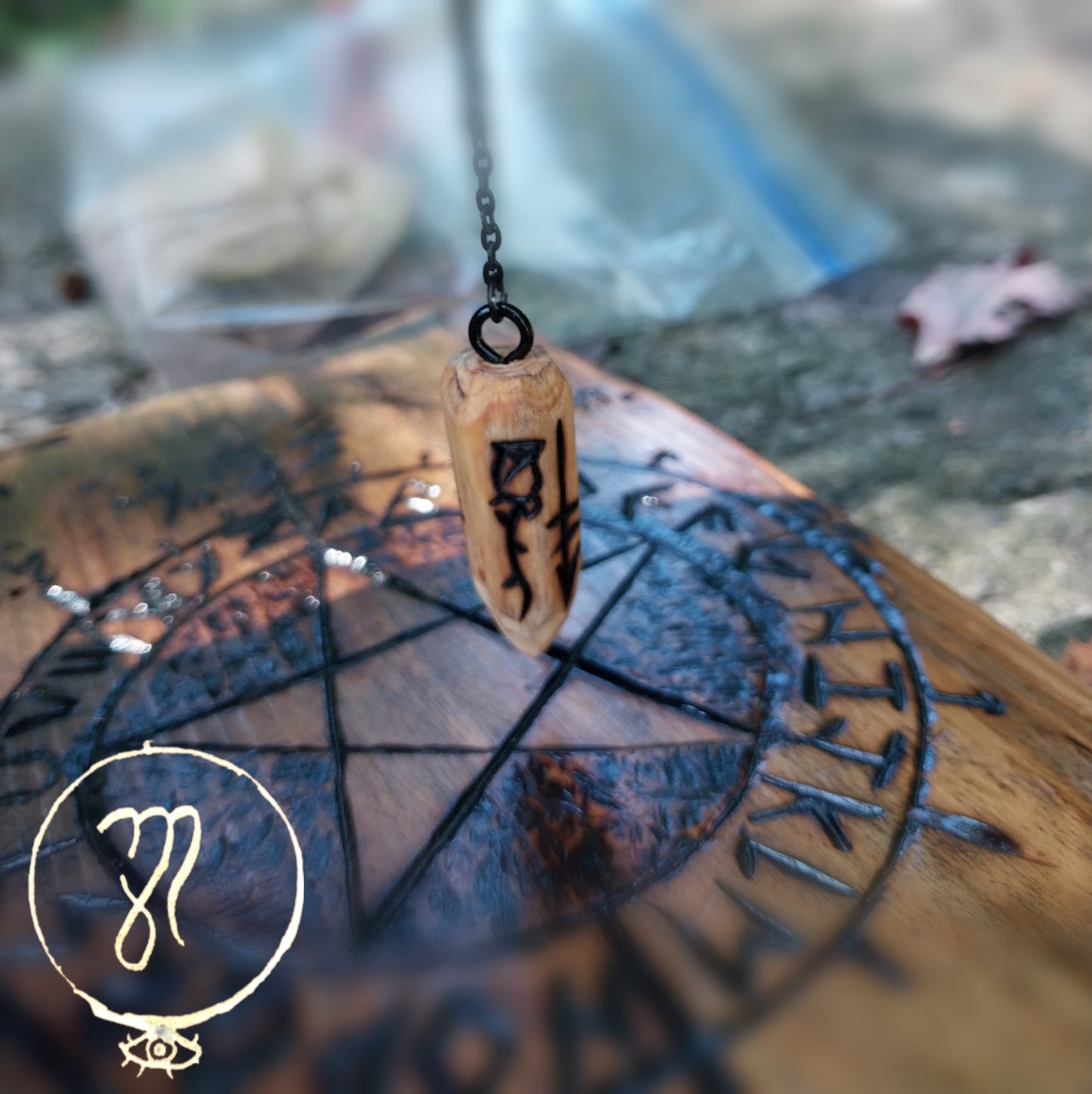 Wyrd Tree Rune, Small Decorative Wooden Pendulum