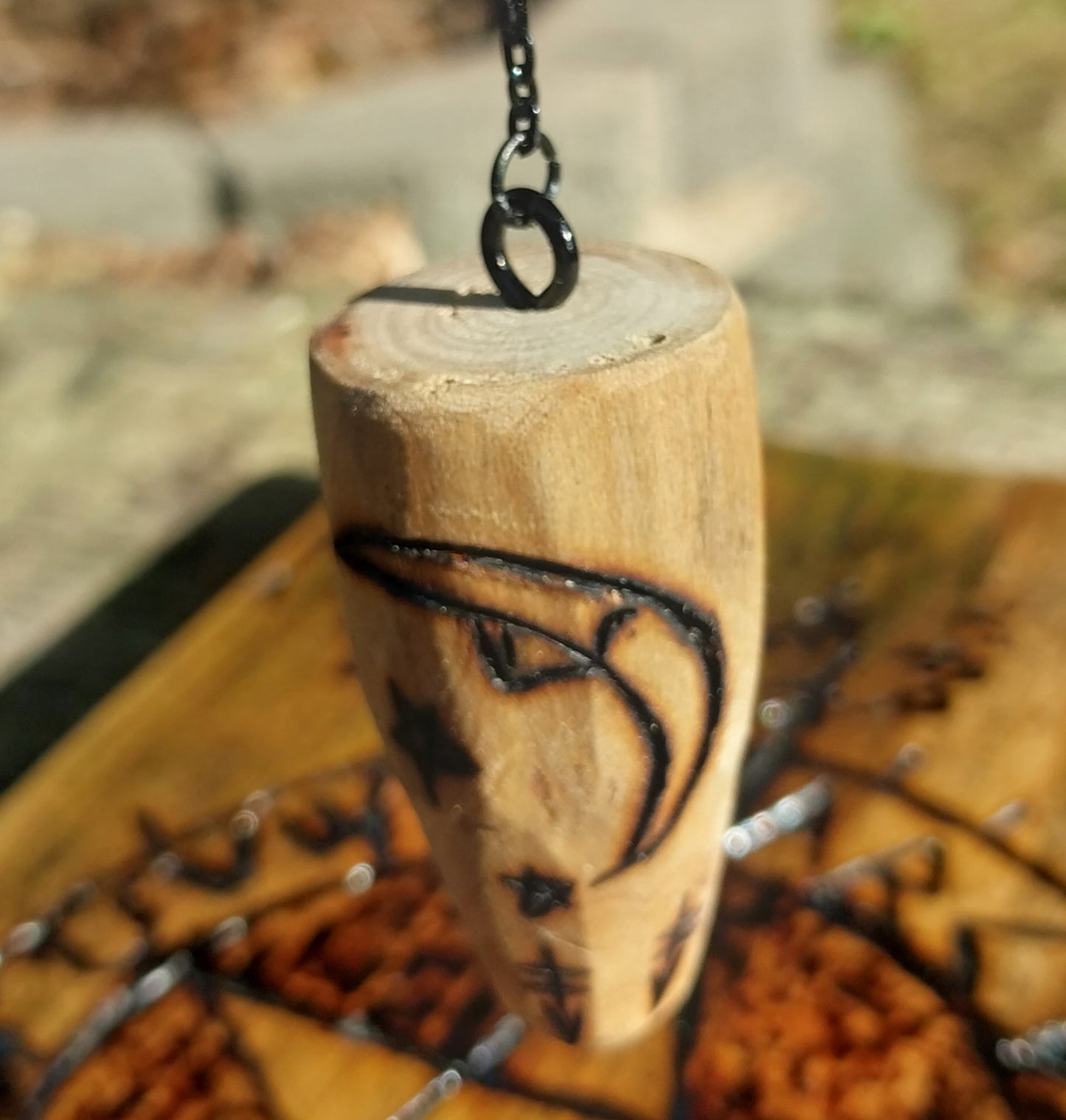 Seer's Bind-Rune, Large Decorative Wooden Pendulum