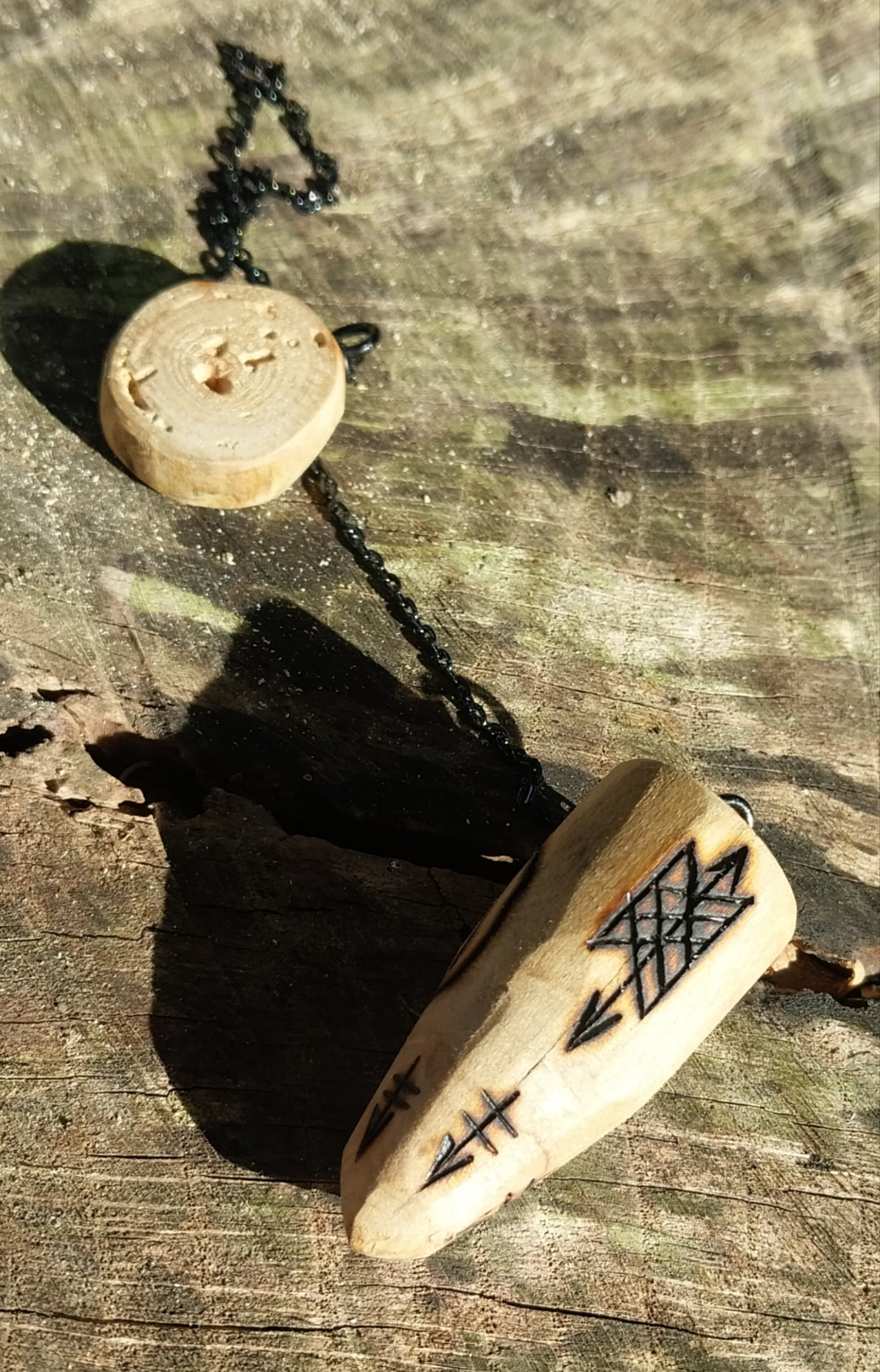 Seer's Bind-Rune, Large Decorative Wooden Pendulum
