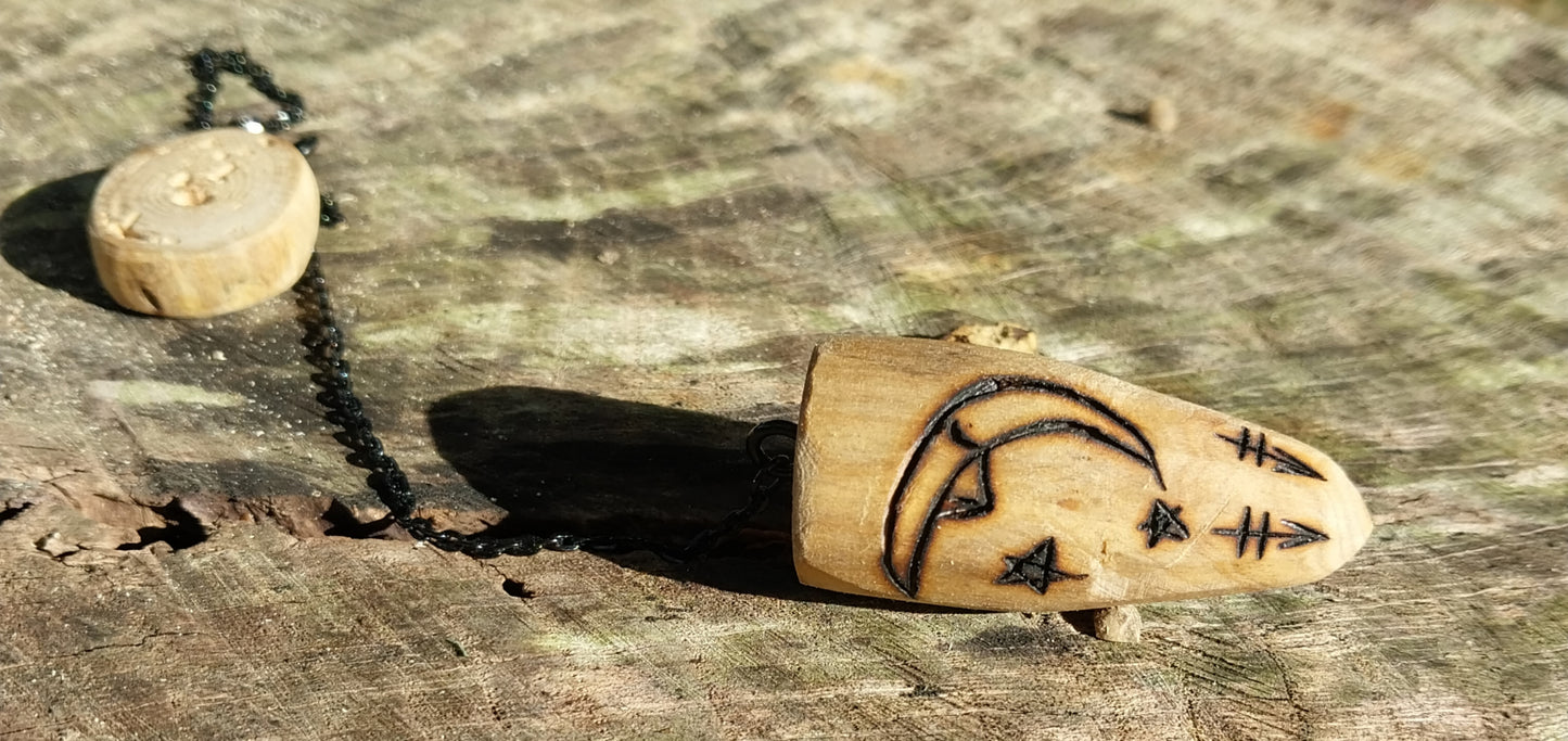 Seer's Bind-Rune, Large Decorative Wooden Pendulum