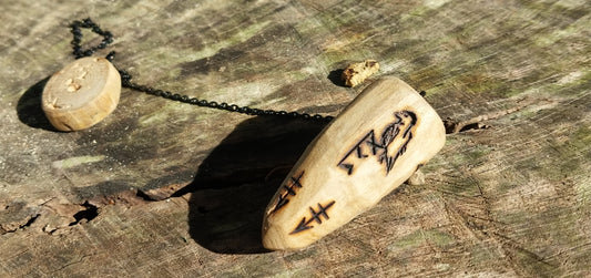 Seer's Bind-Rune, Large Decorative Wooden Pendulum