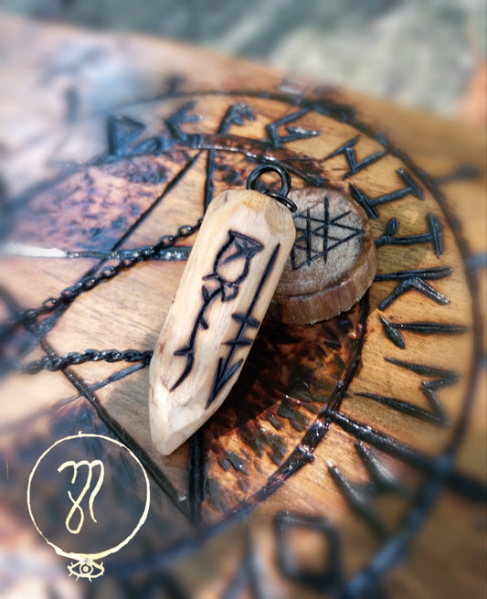Wyrd Tree Rune, Small Decorative Wooden Pendulum