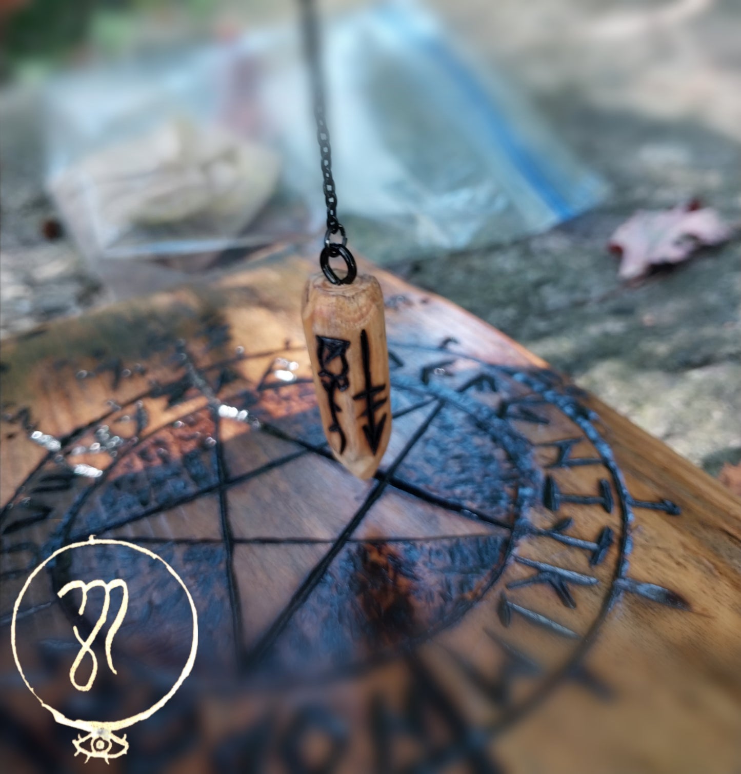 Wyrd Tree Rune, Small Decorative Wooden Pendulum